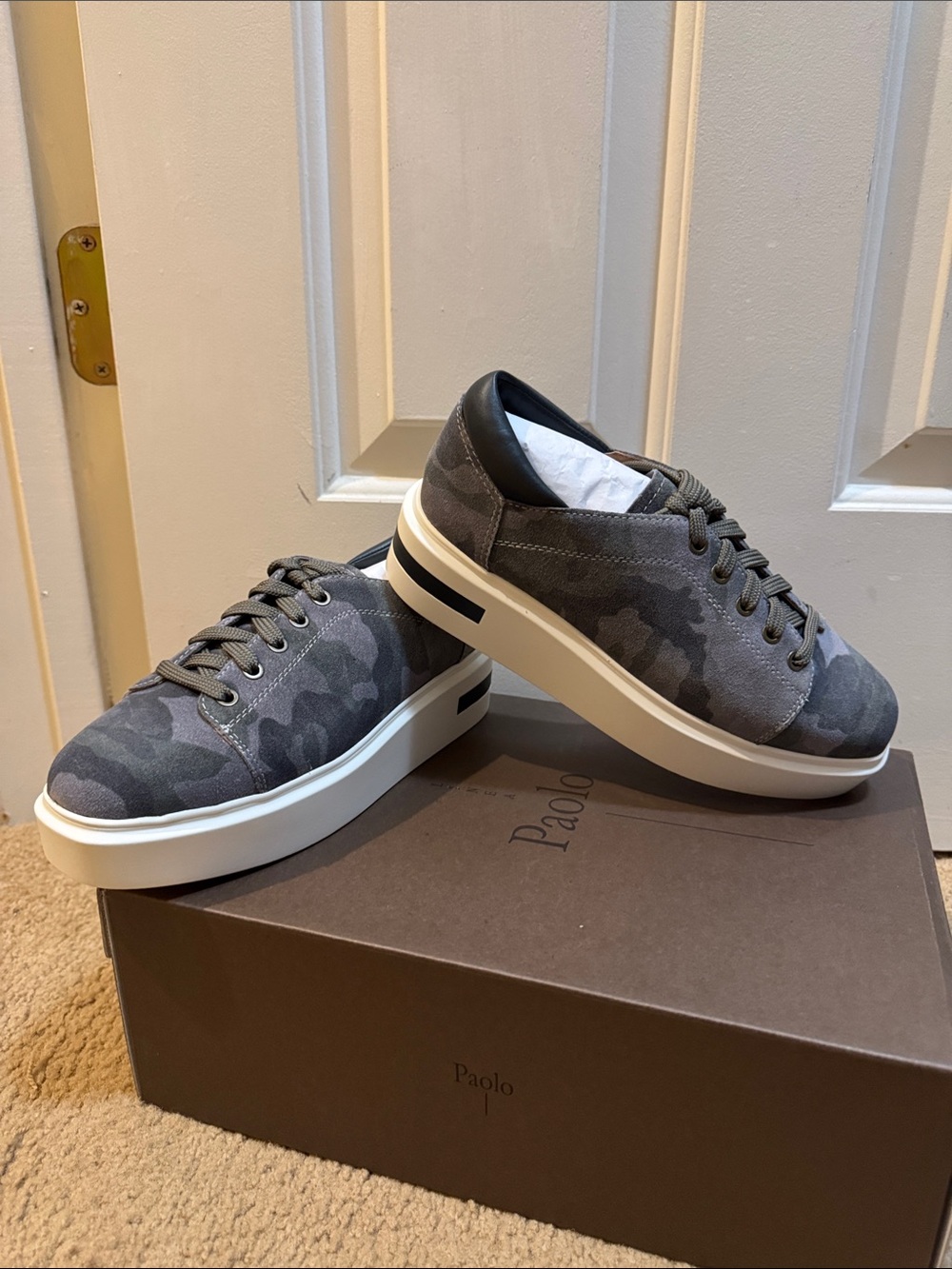 Paolo Grey Camo Low-Top Sneakers